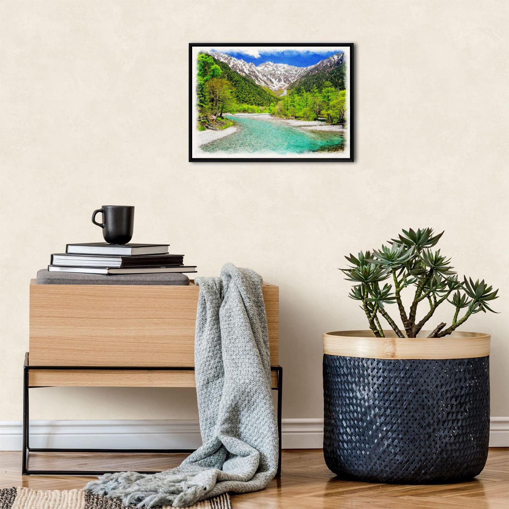 絵画 インテリア 絵 額付 (薄青緑) 油絵 F3-S102023 風景祈り 絵画 インテリア 絵 額付 (薄青緑) 油絵 F3-S102023 風景祈り